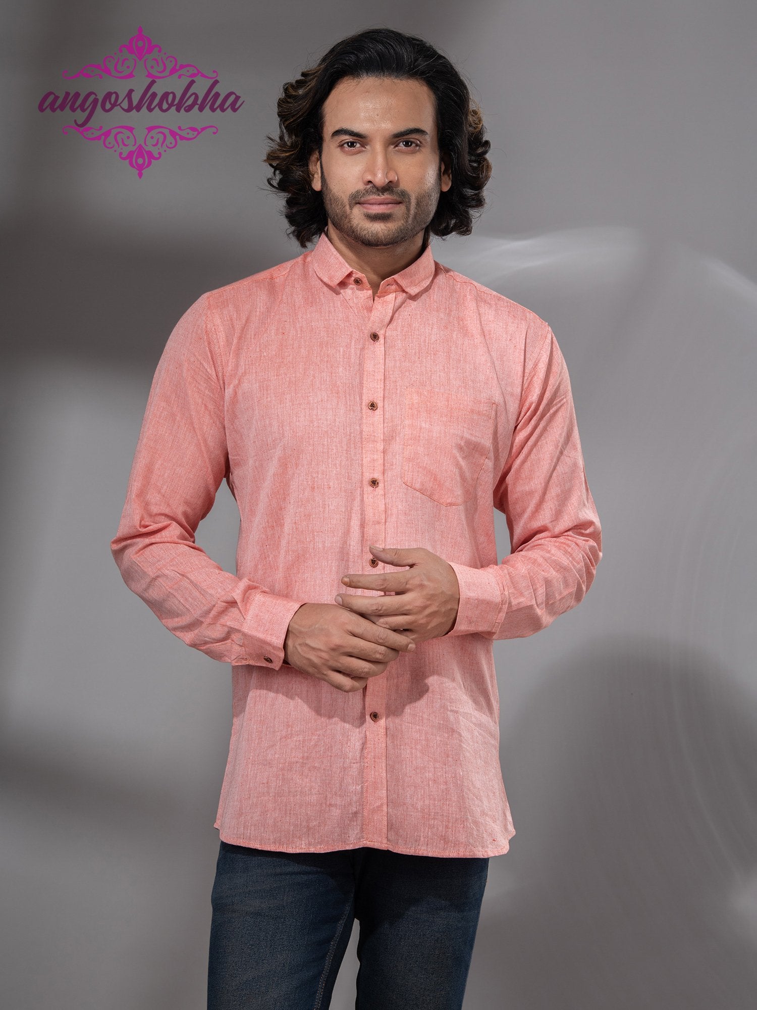 Peach Cotton Men's Shirt