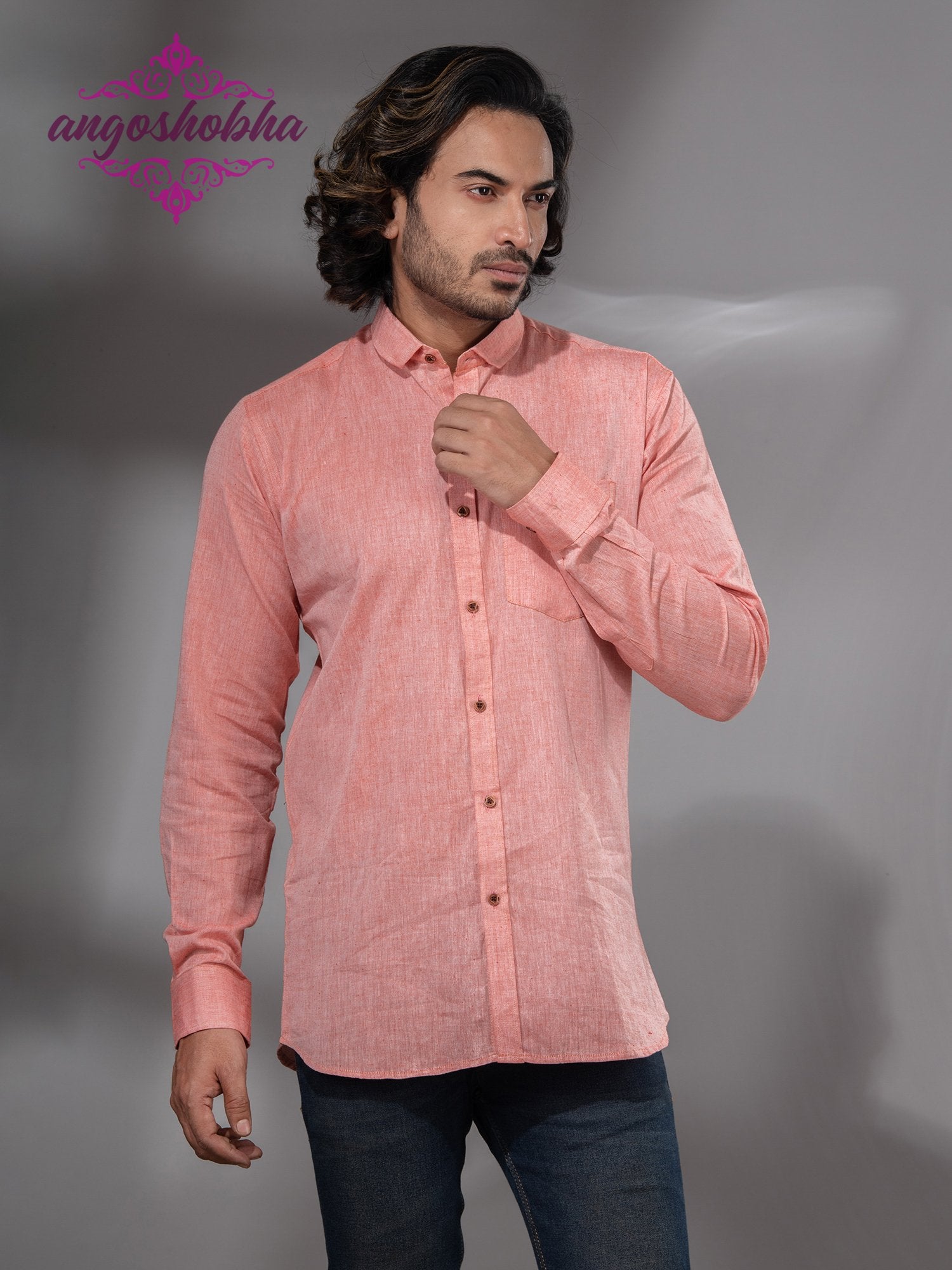 Peach Cotton Men's Shirt