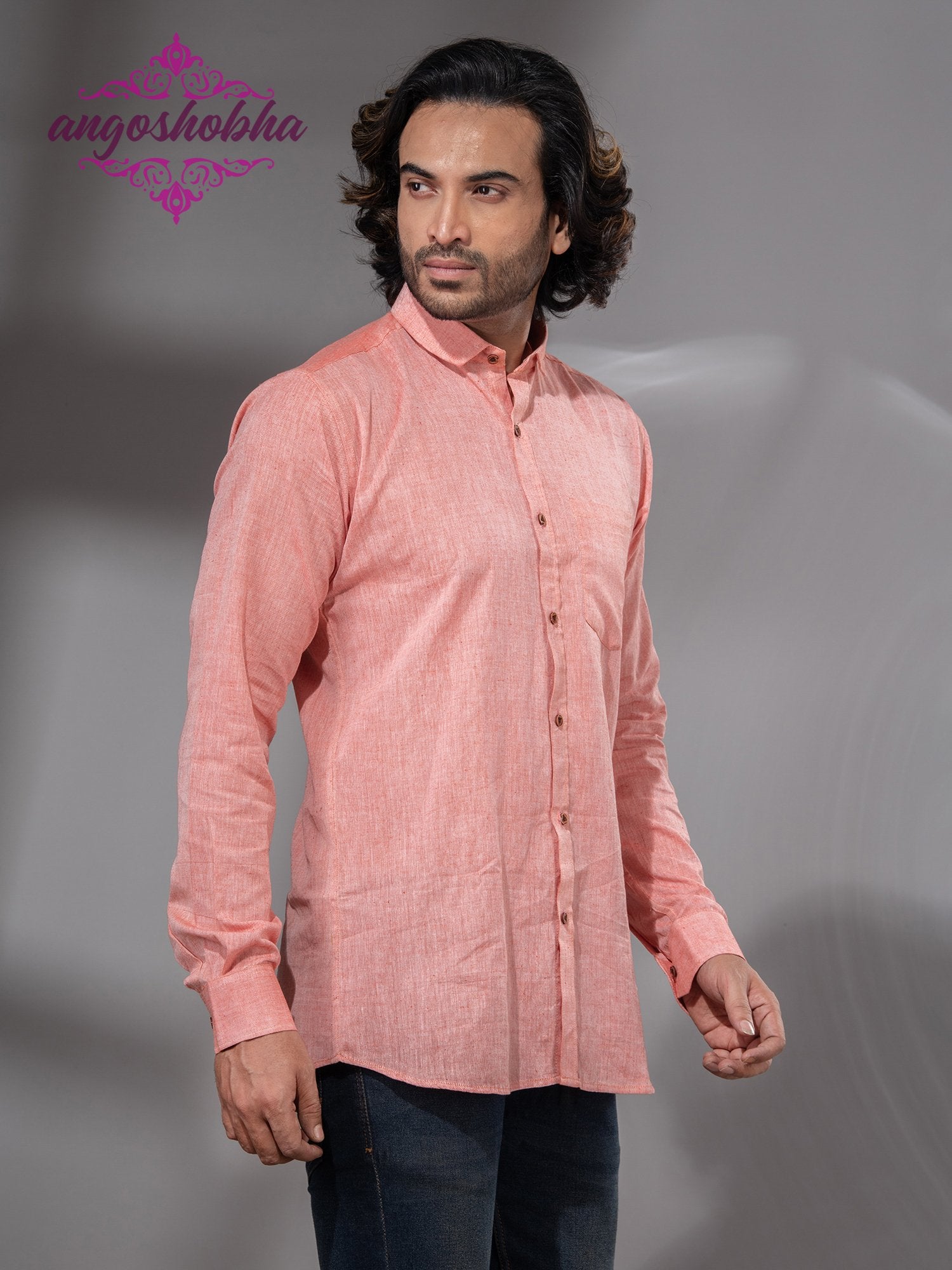 Peach Cotton Men's Shirt