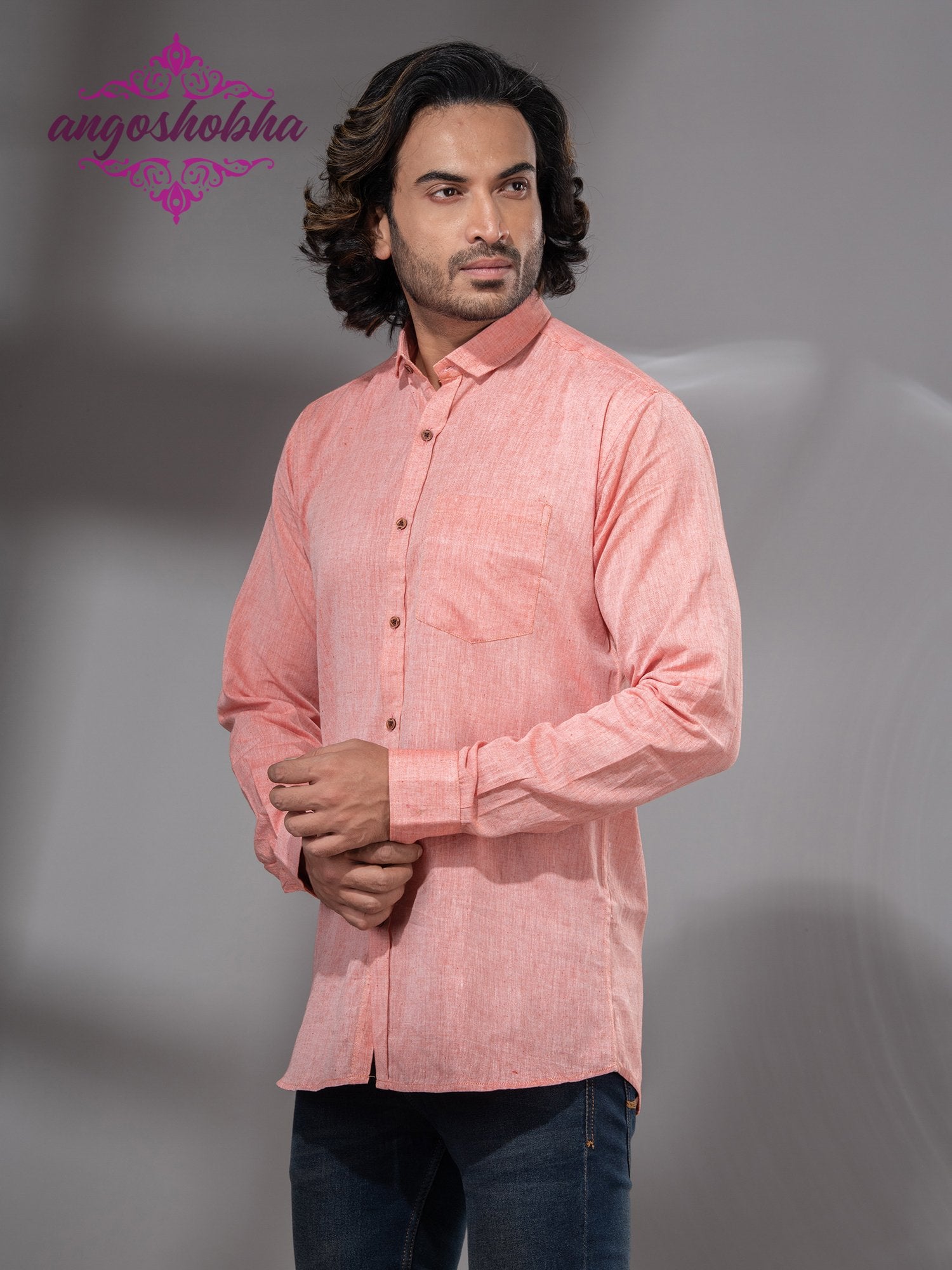 Peach Cotton Men's Shirt
