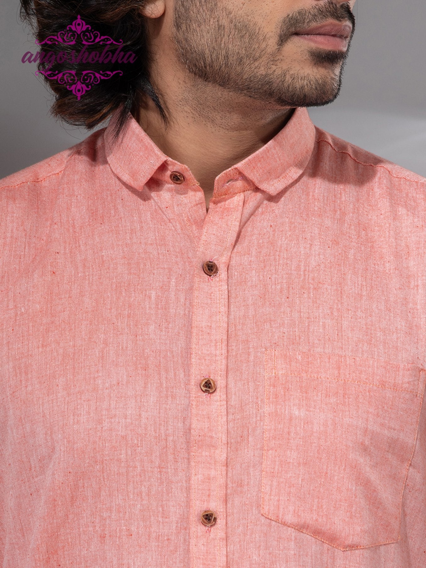 Peach Cotton Men's Shirt