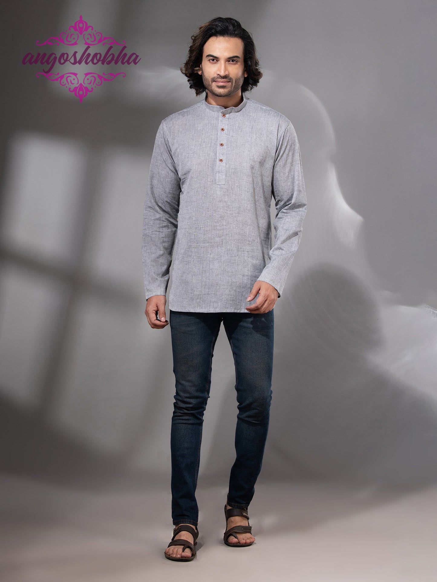 Silver Cotton Men's Kurta