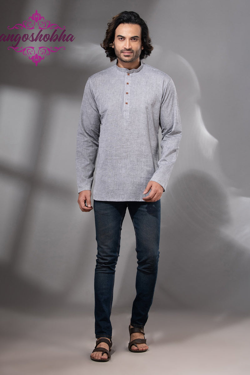 Silver Cotton Men's Kurta