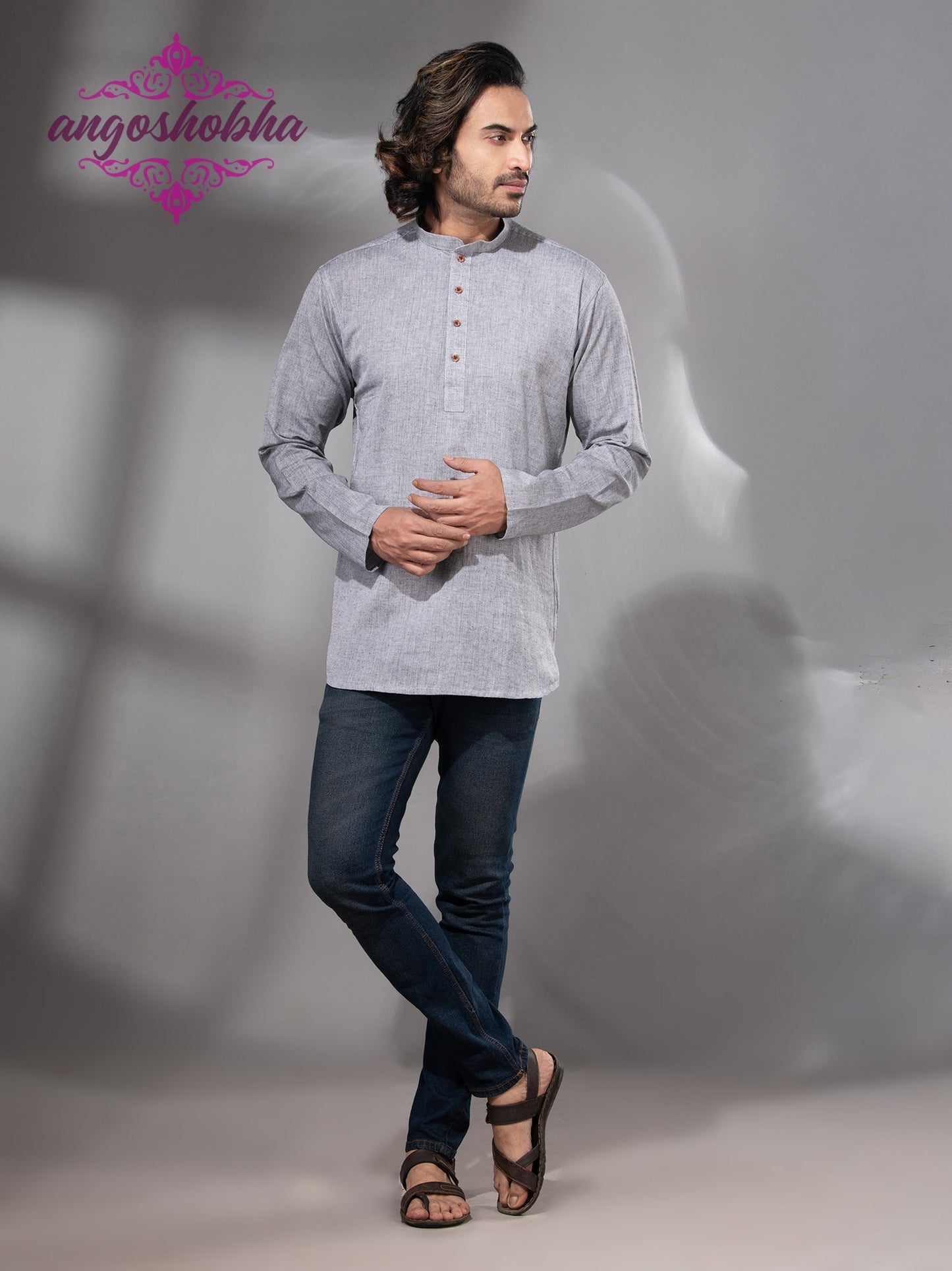 Silver Cotton Men's Kurta