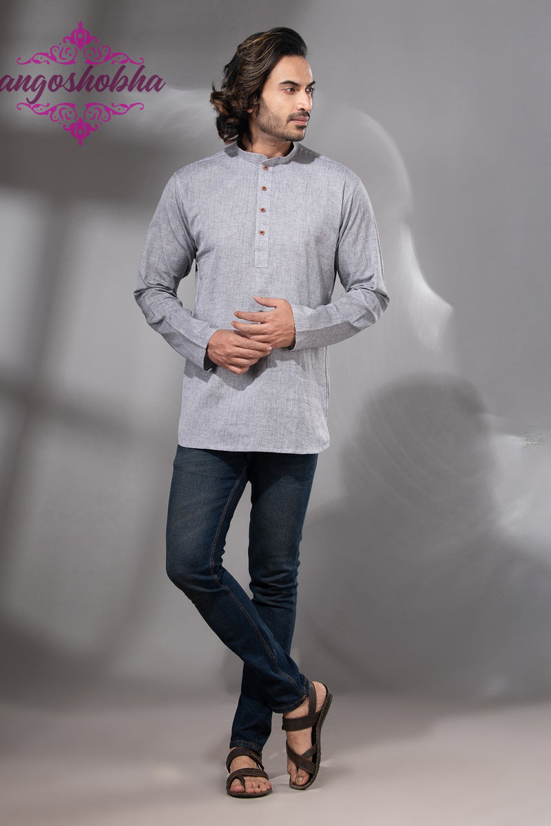 Silver Cotton Men's Kurta