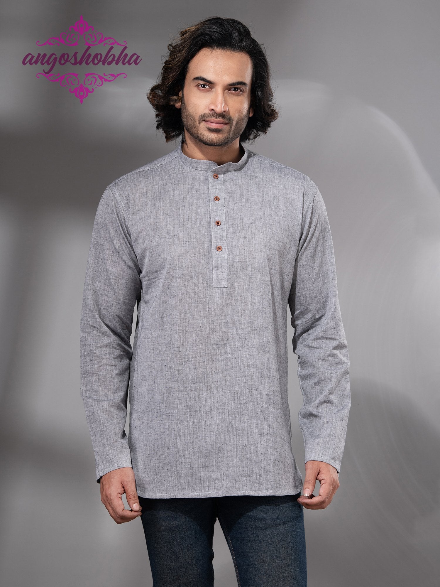 Silver Cotton Men's Kurta