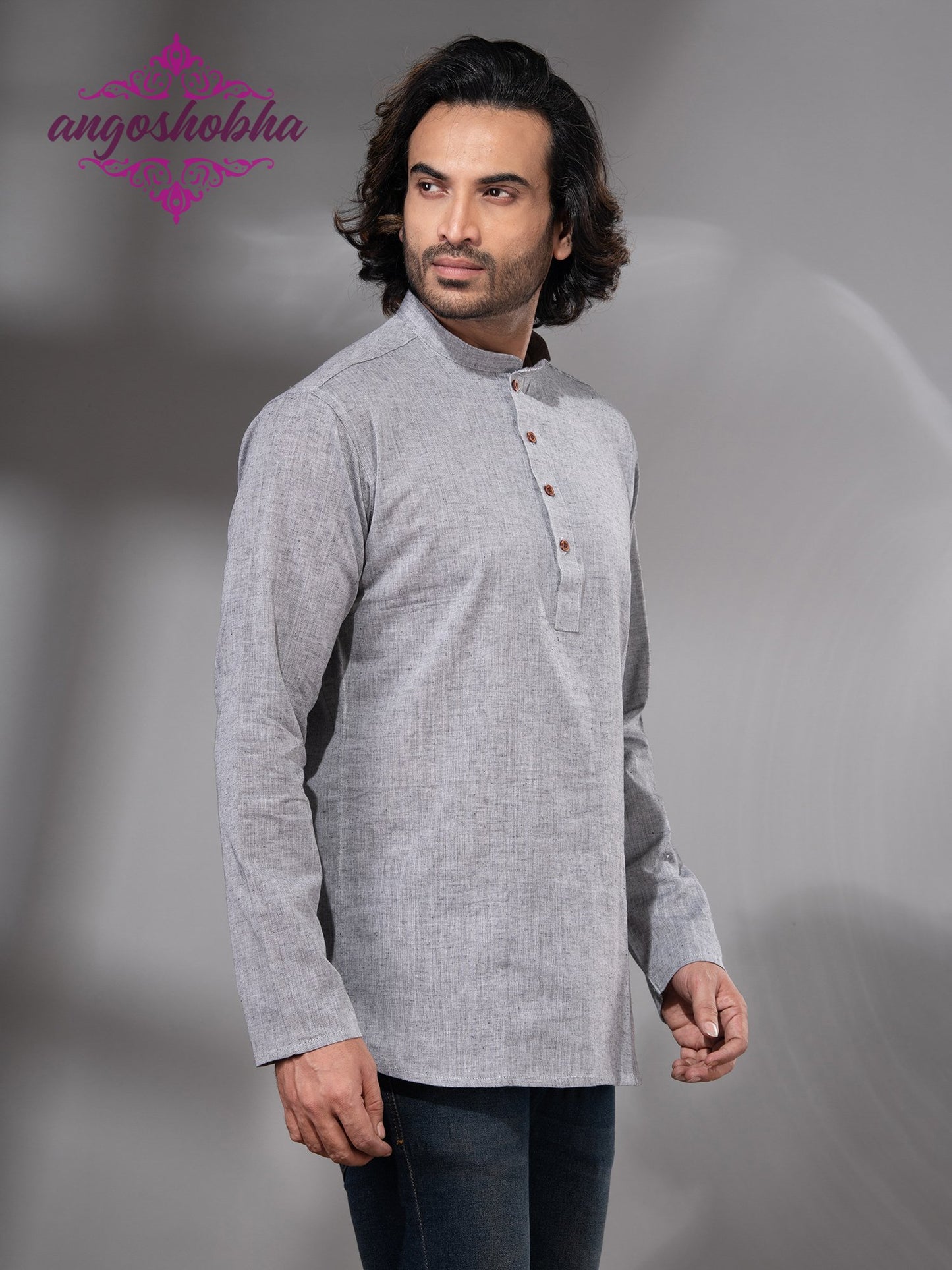 Silver Cotton Men's Kurta