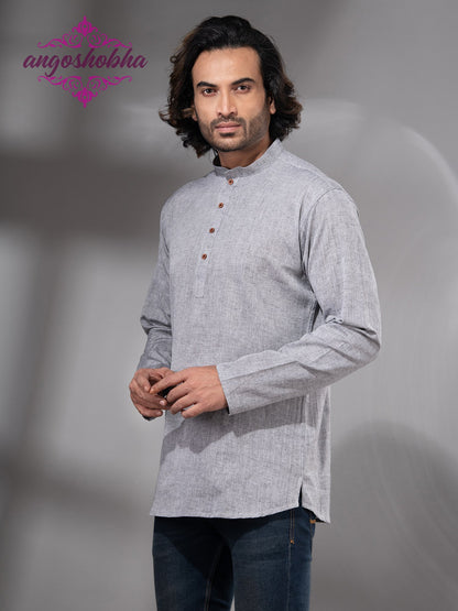 Silver Cotton Men's Kurta