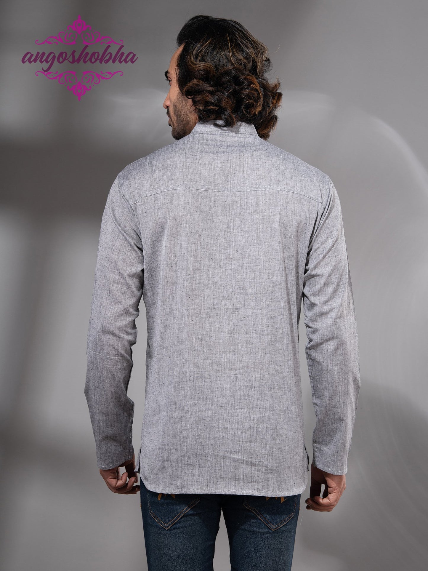 Silver Cotton Men's Kurta