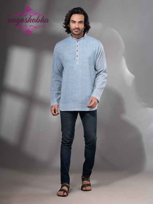 Sky Blue Cotton Men's Kurta