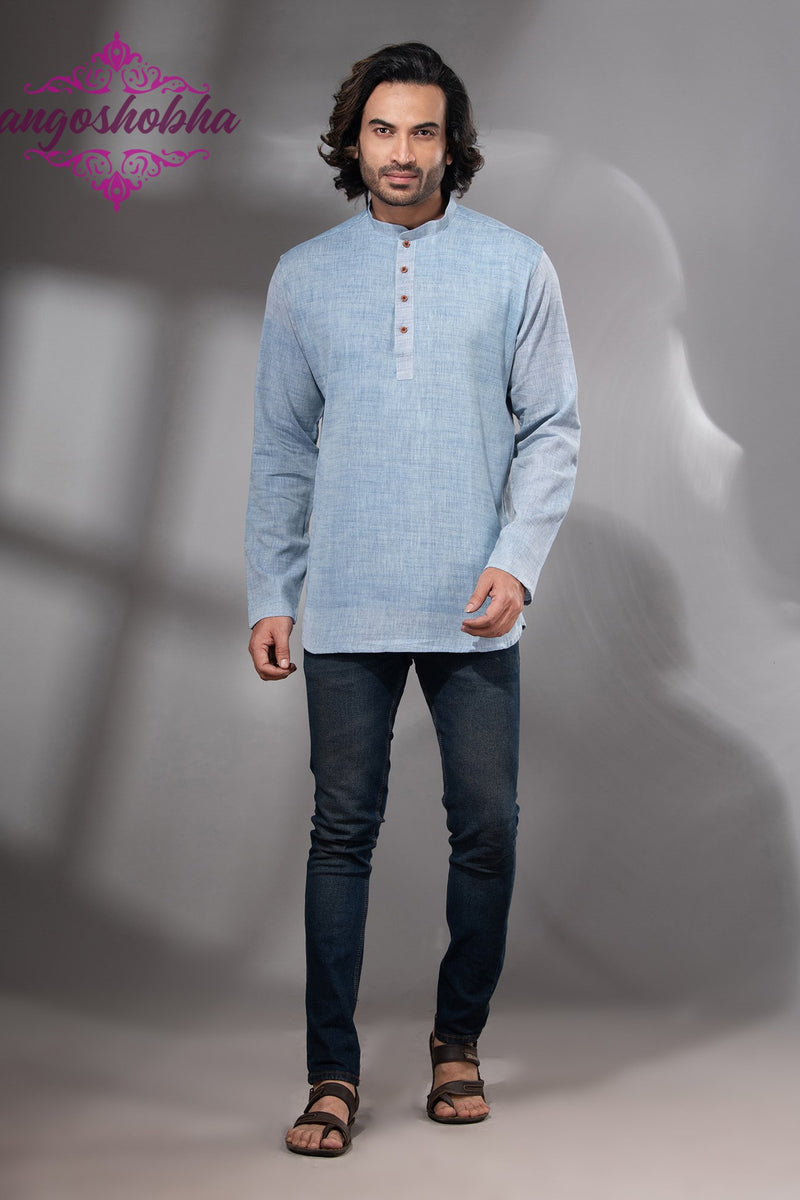 Sky Blue Cotton Men's Kurta