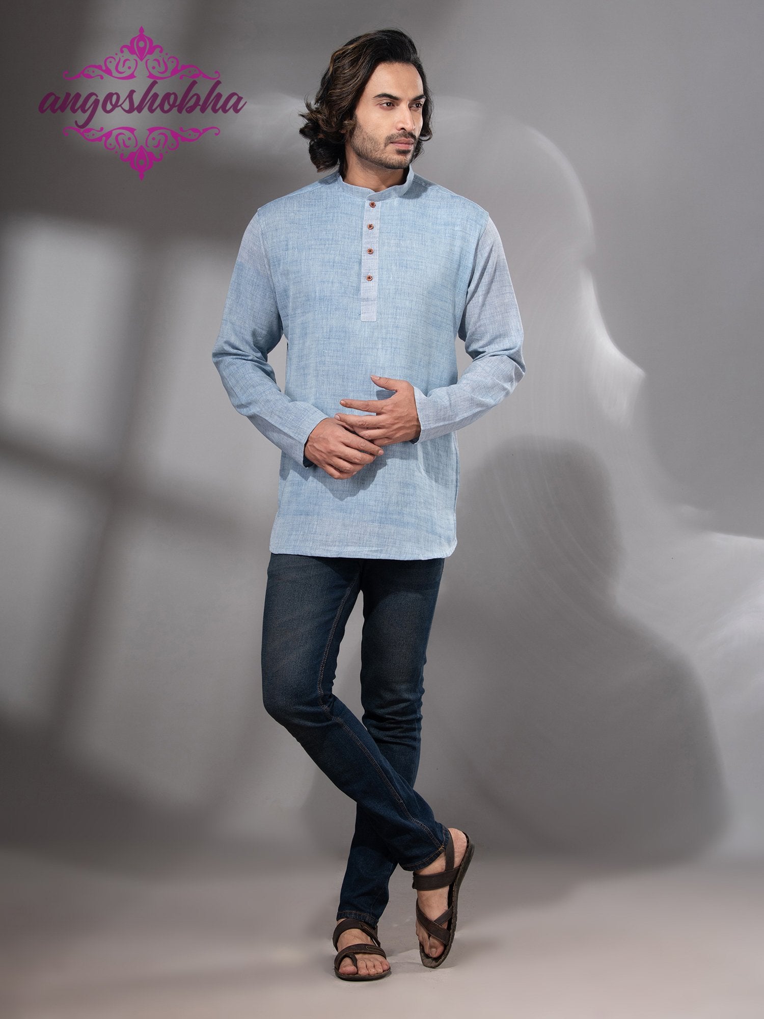 Sky Blue Cotton Men's Kurta