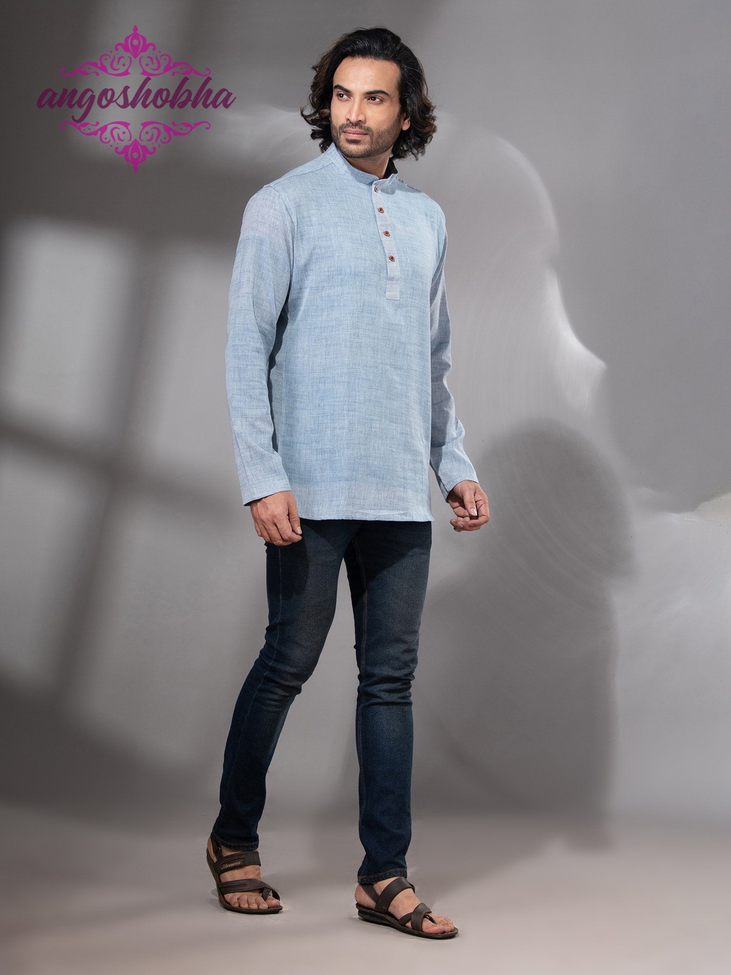 Sky Blue Cotton Men's Kurta