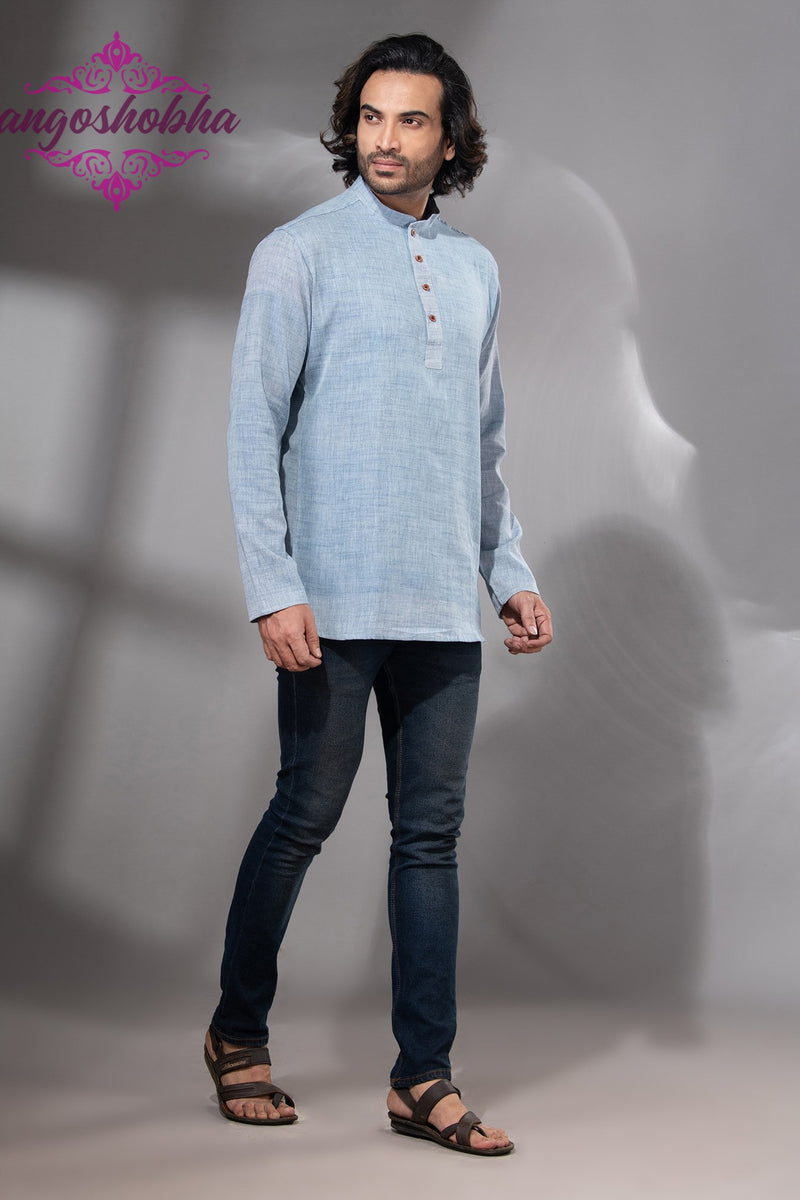 Sky Blue Cotton Men's Kurta