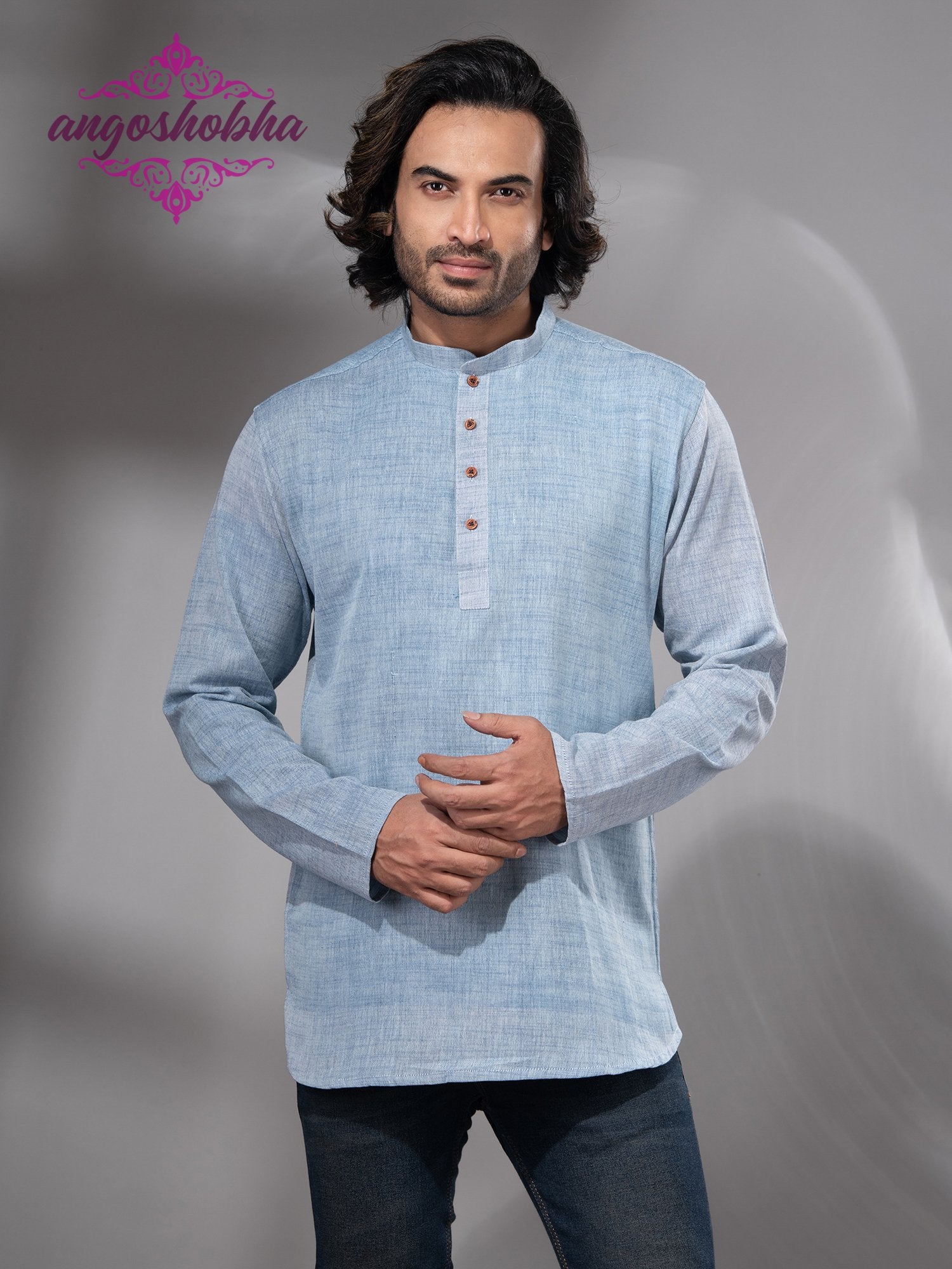 Sky Blue Cotton Men's Kurta