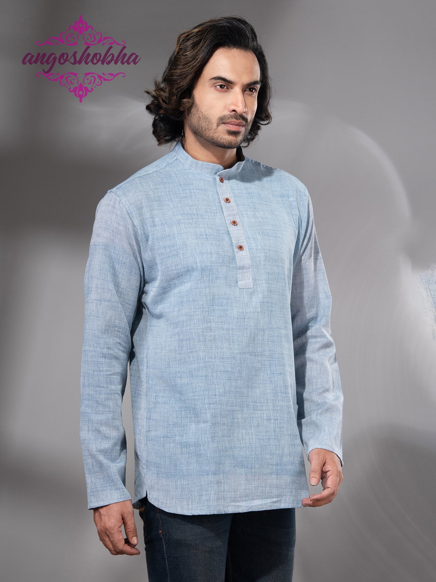Sky Blue Cotton Men's Kurta