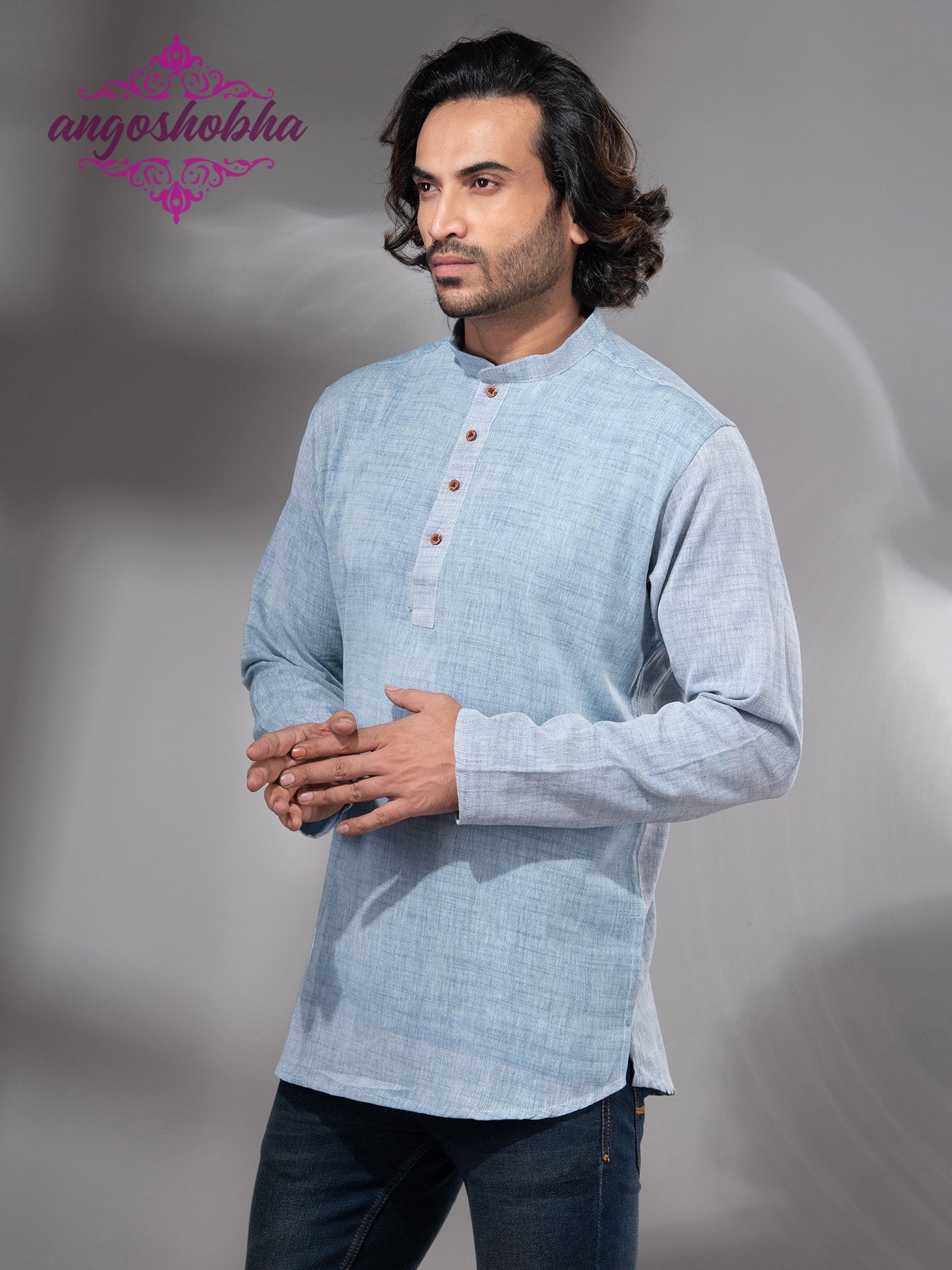 Sky Blue Cotton Men's Kurta
