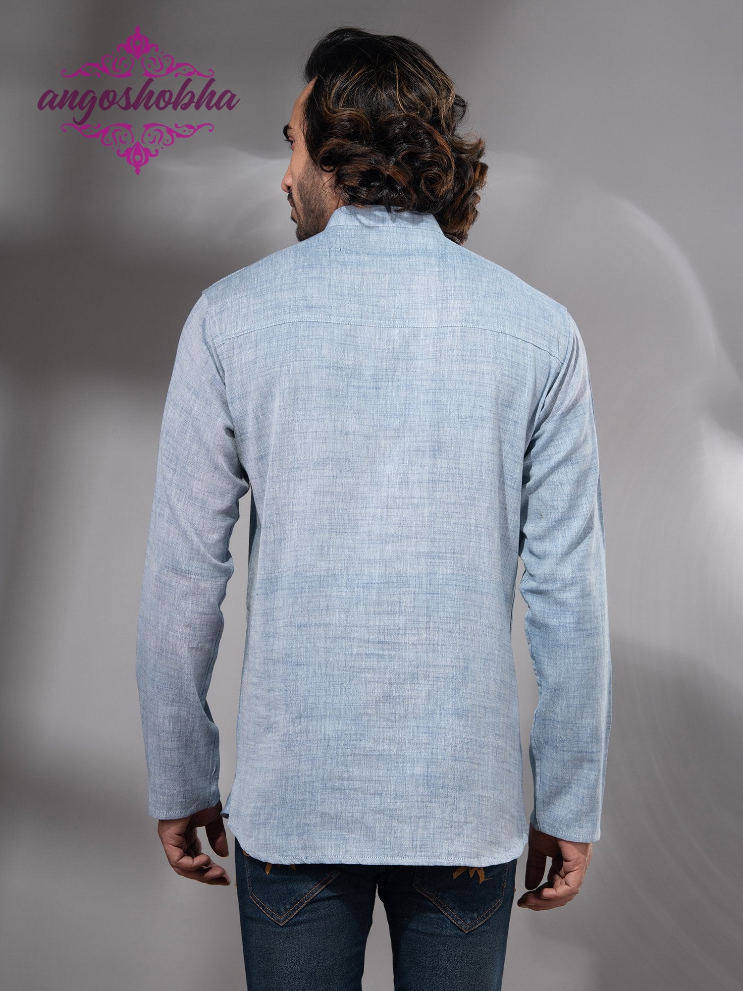 Sky Blue Cotton Men's Kurta