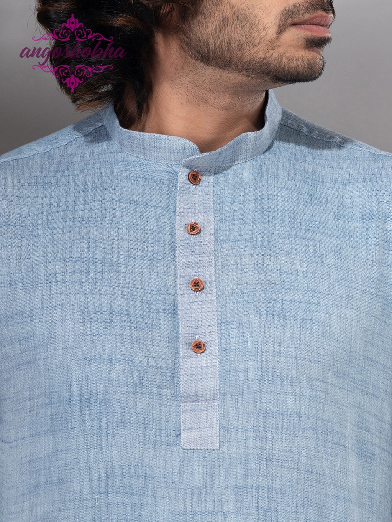 Sky Blue Cotton Men's Kurta