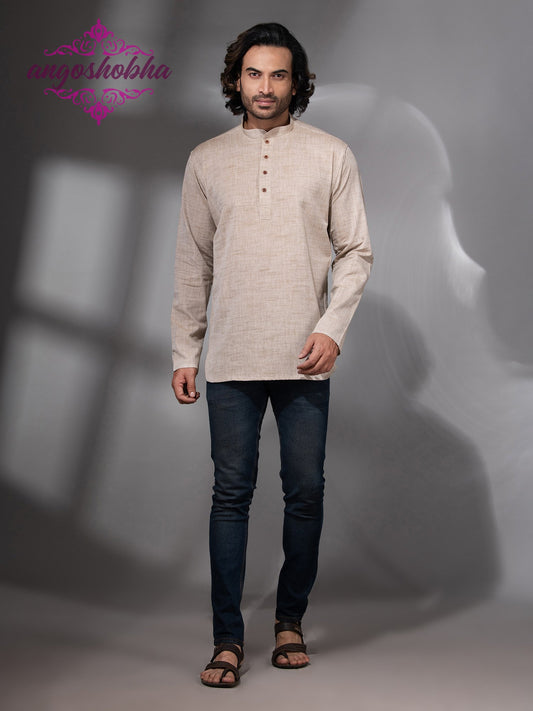 Cream Cotton Men's Kurta