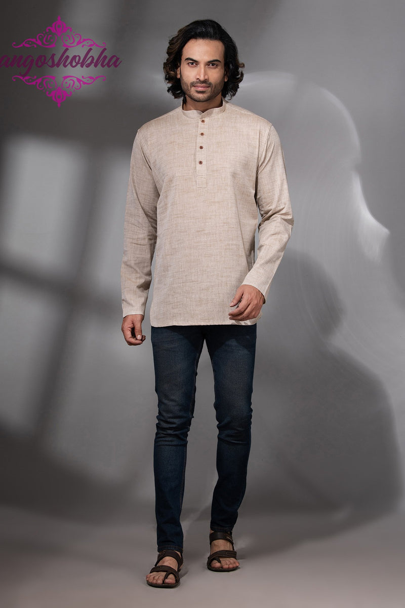 Cream Cotton Men's Kurta