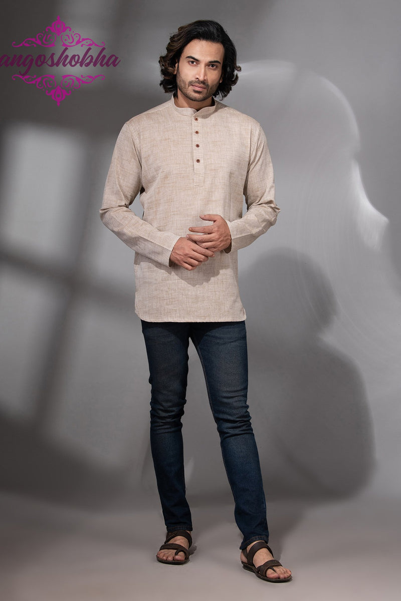 Cream Cotton Men's Kurta