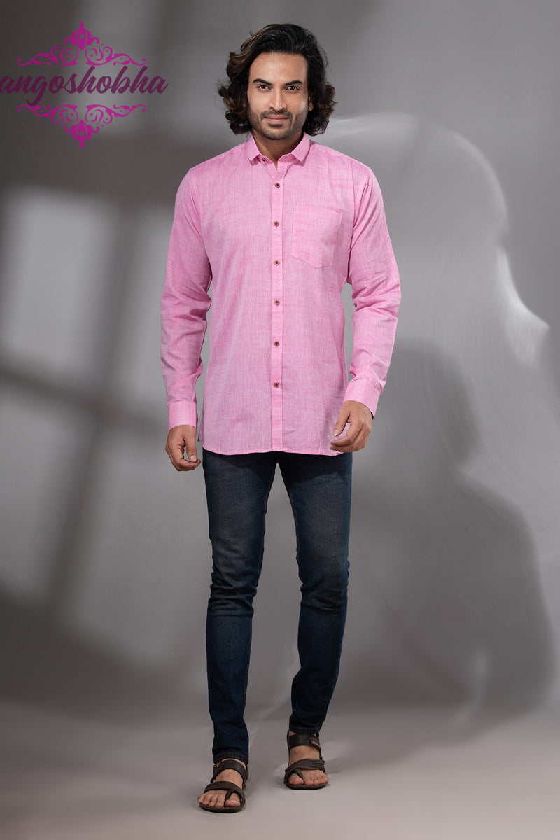 Blush Pink Cotton Men's Shirt