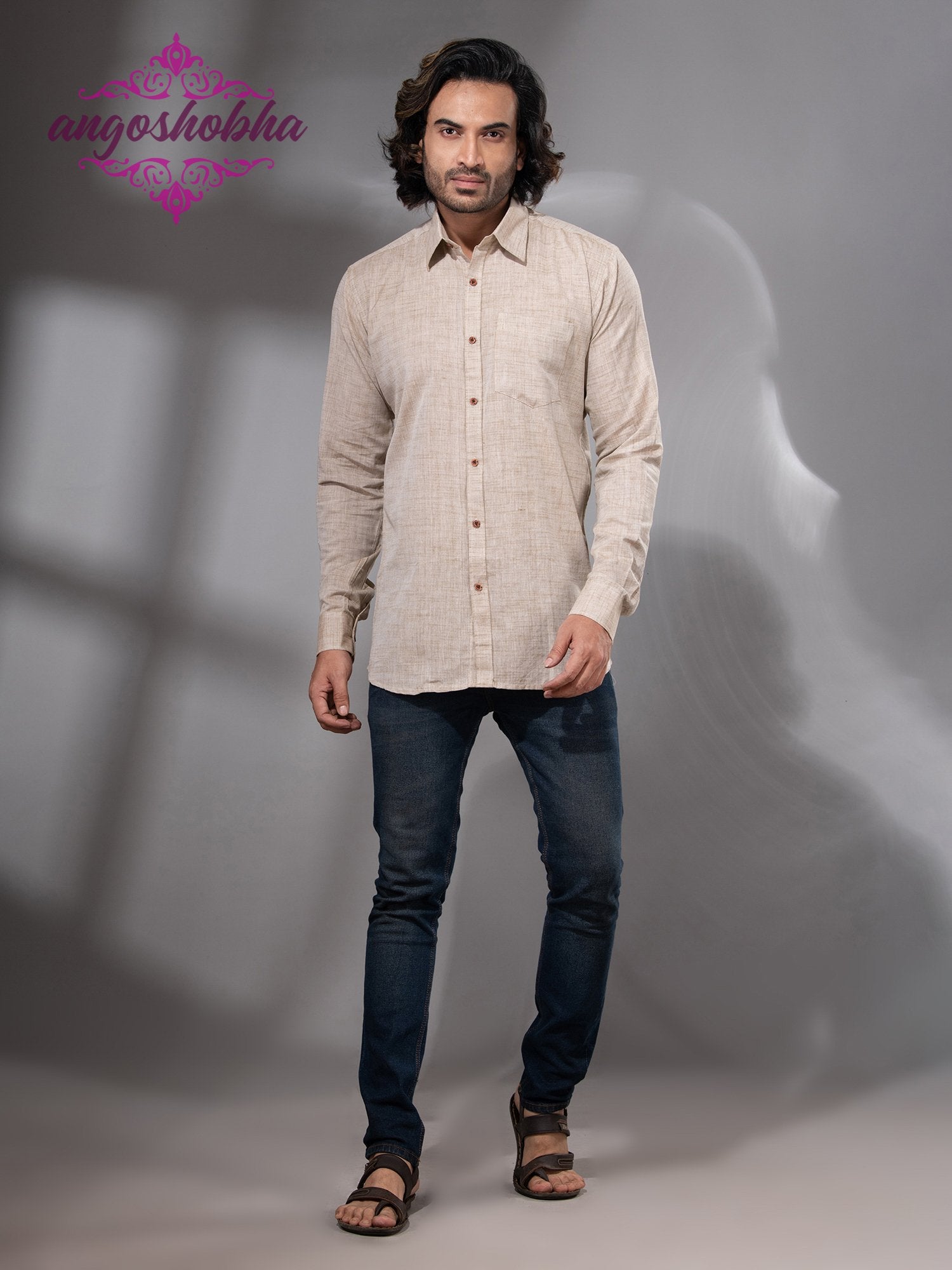 Silk Grey Cotton Men's Shirt