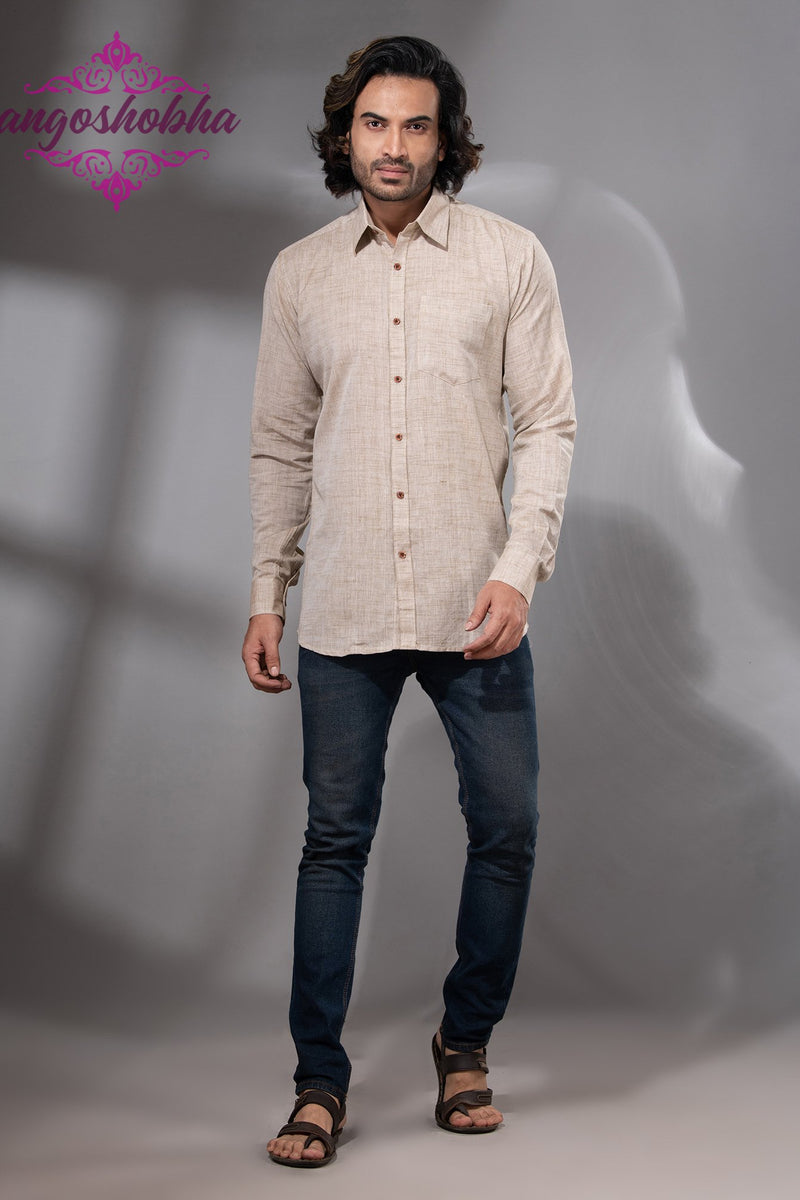 Silk Grey Cotton Men's Shirt