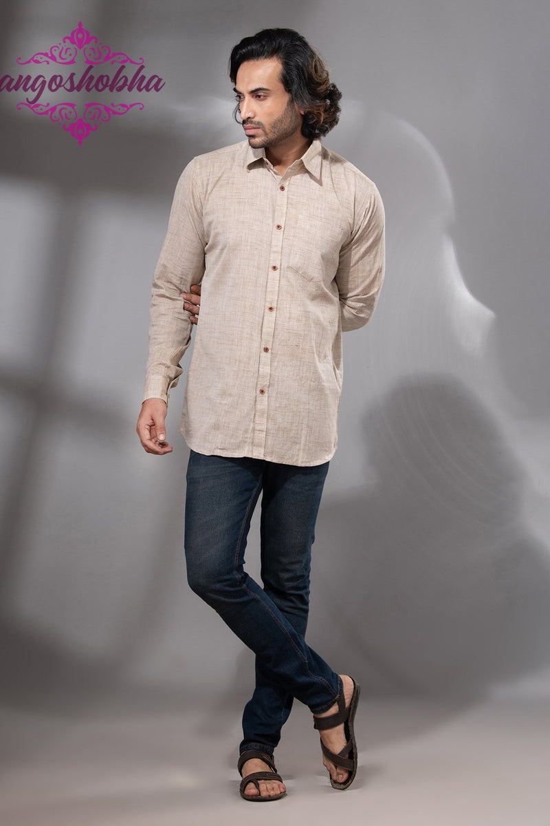 Silk Grey Cotton Men's Shirt