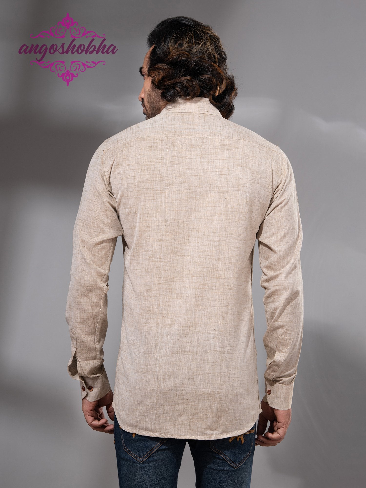 Silk Grey Cotton Men's Shirt