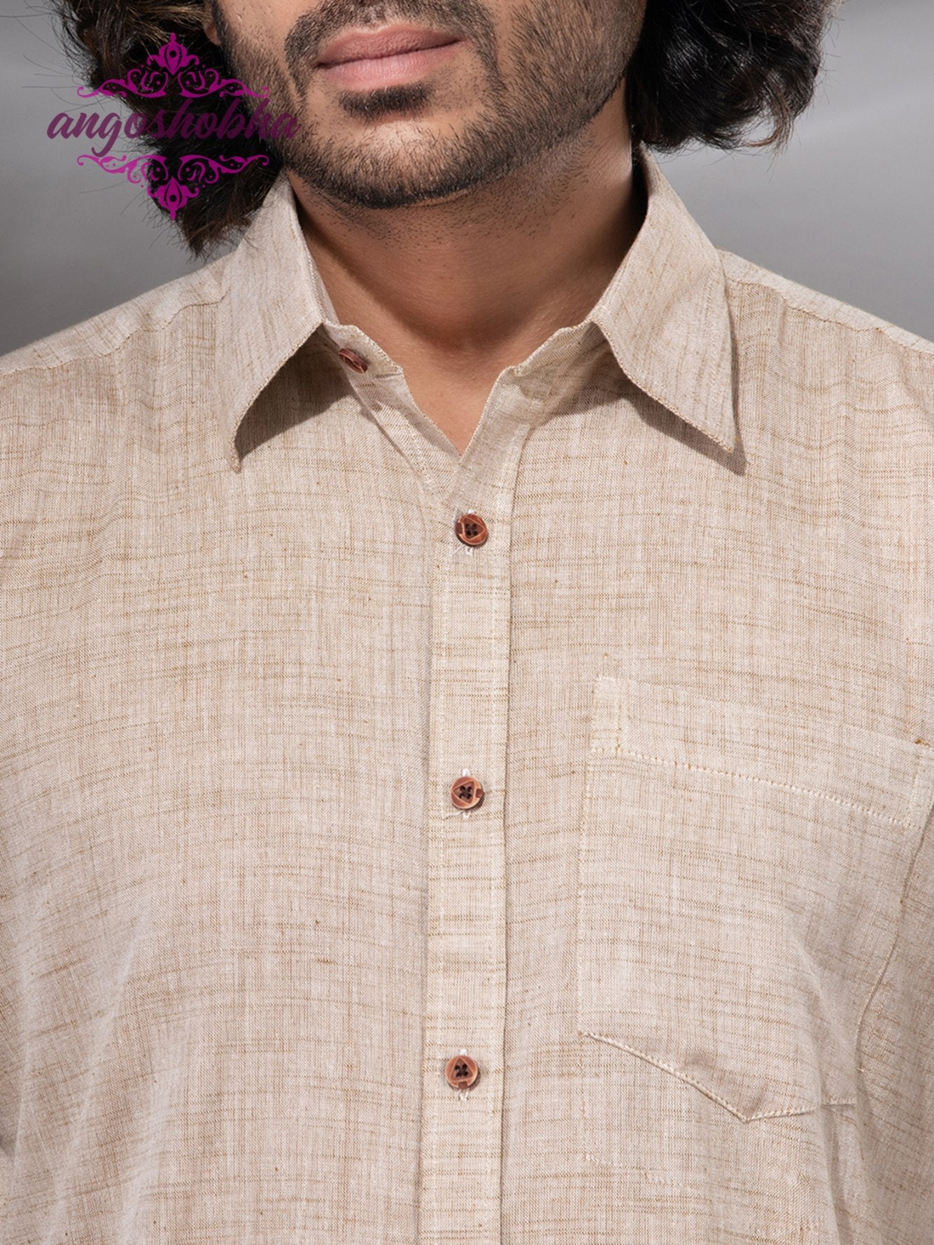 Silk Grey Cotton Men's Shirt