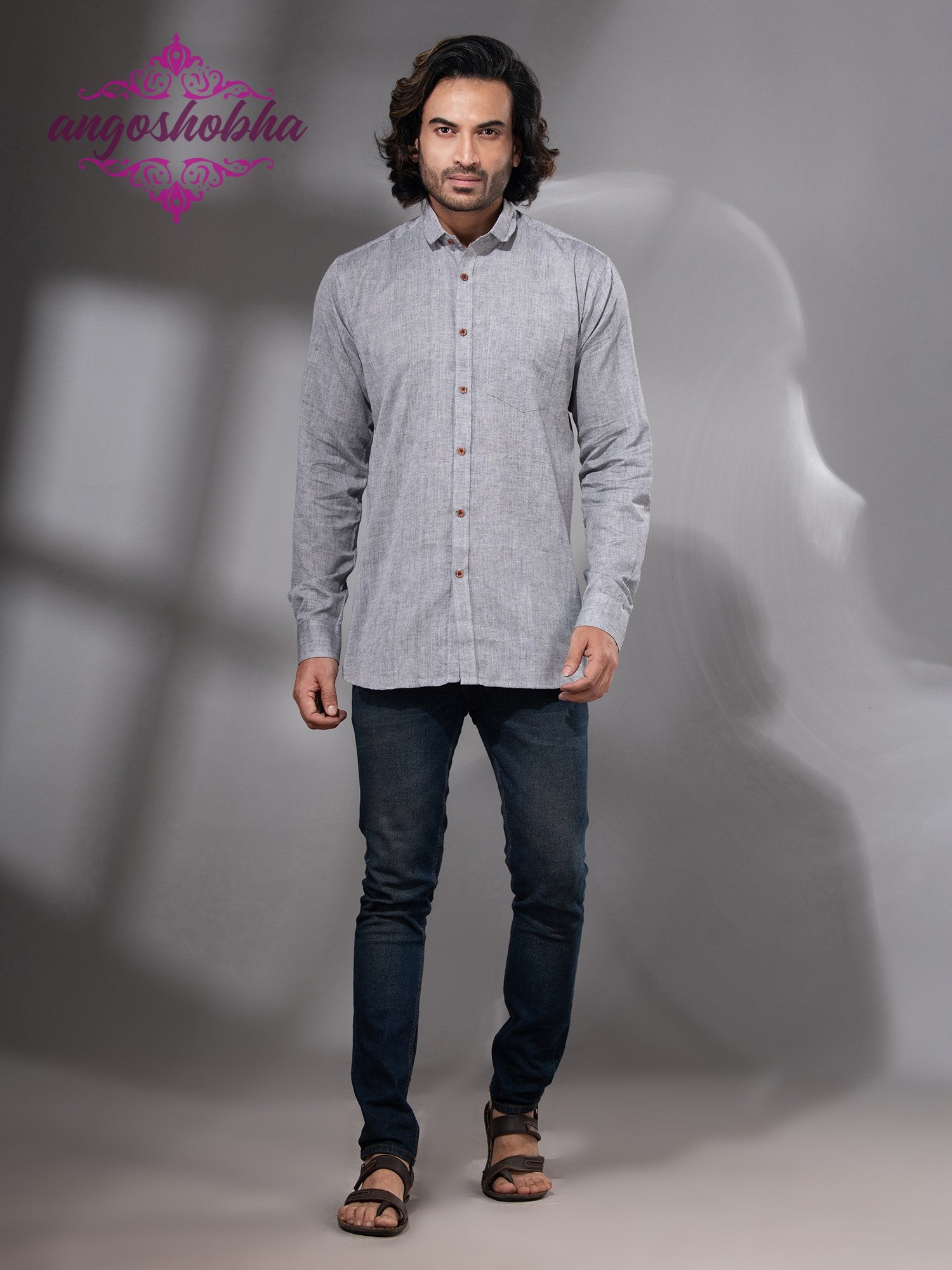 Silver Cotton Men's Shirt