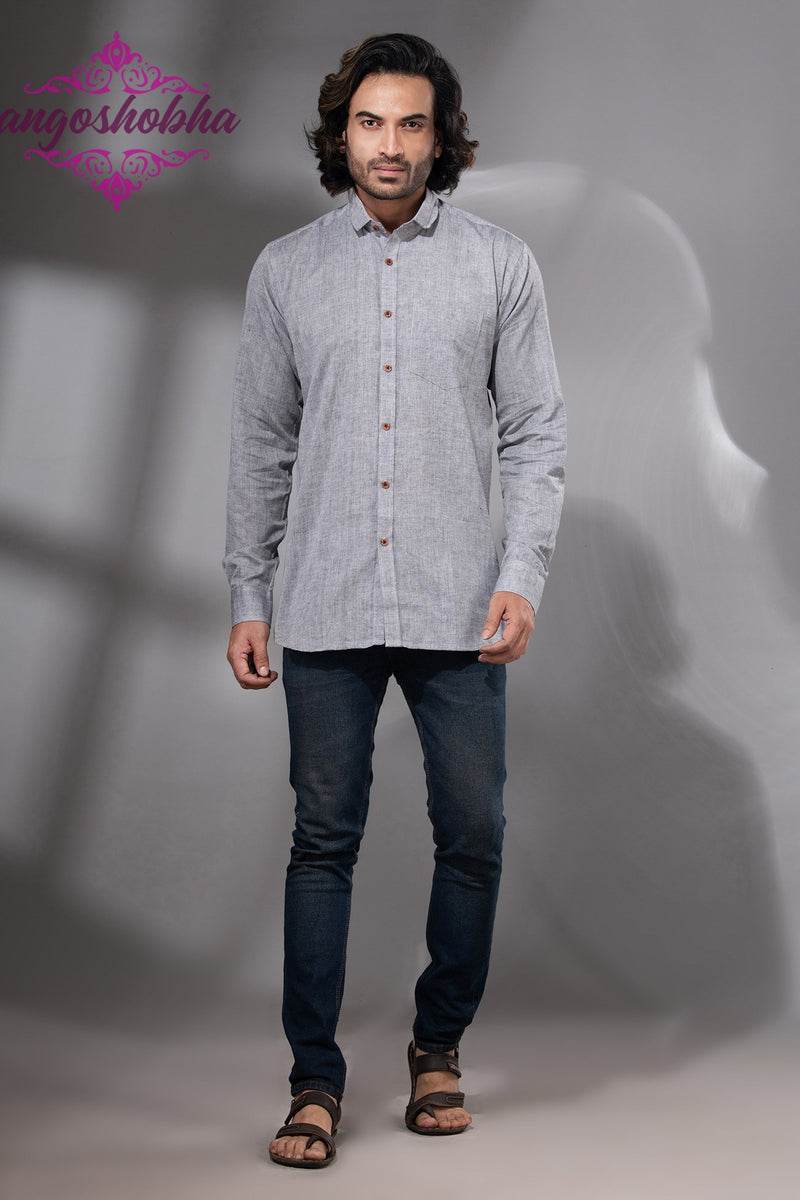 Silver Cotton Men's Shirt