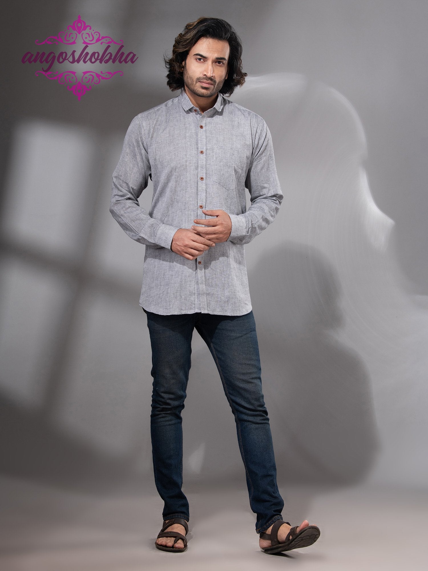 Silver Cotton Men's Shirt