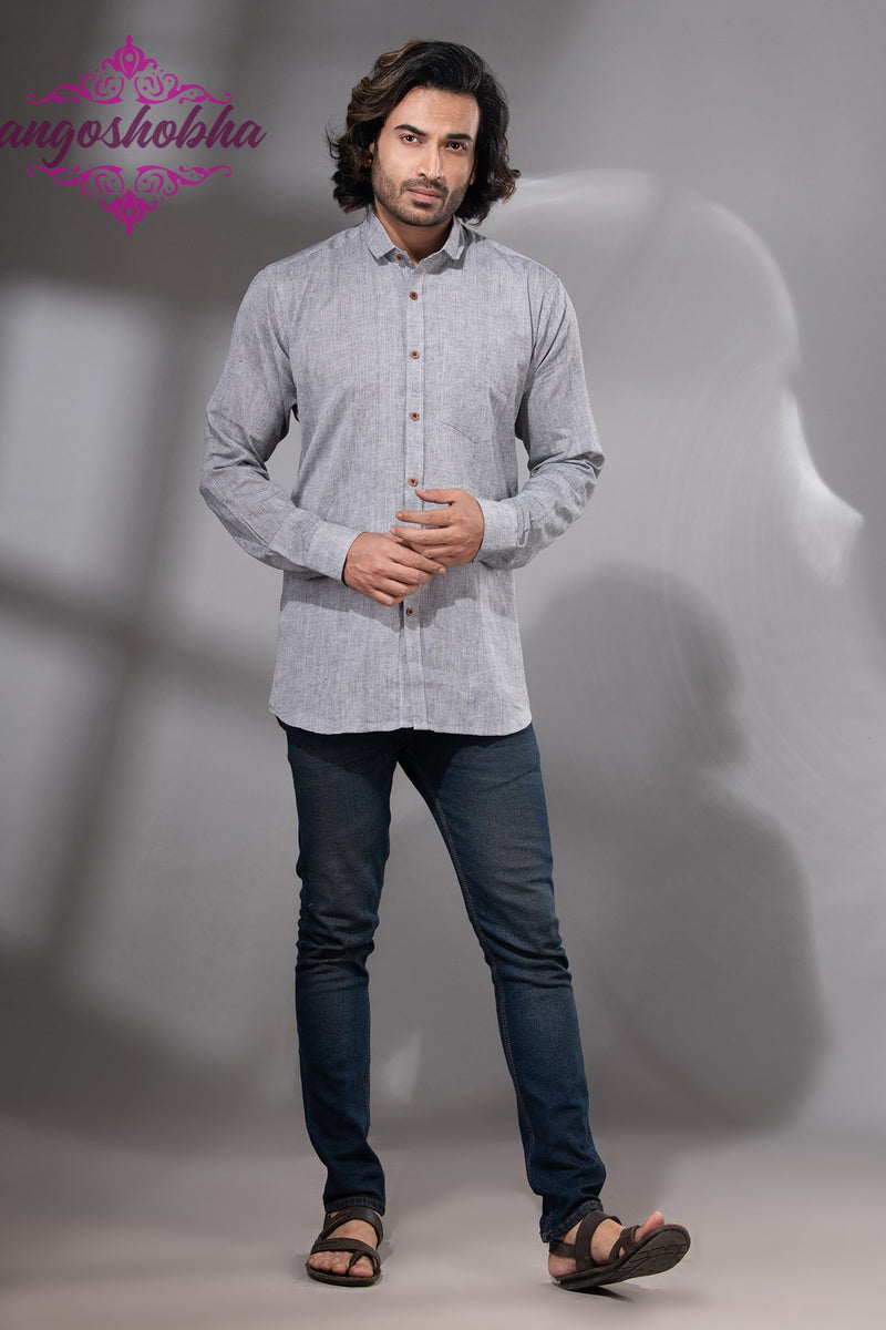 Silver Cotton Men's Shirt