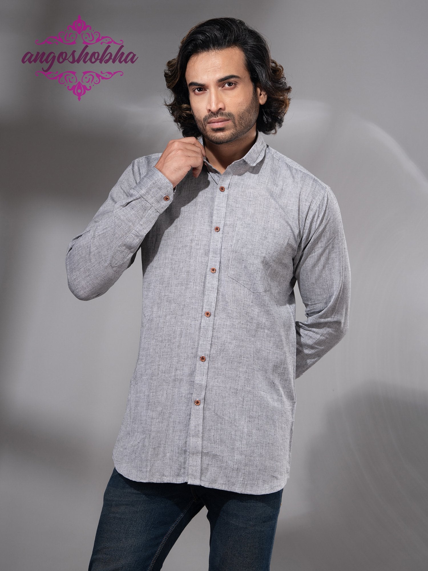 Silver Cotton Men's Shirt
