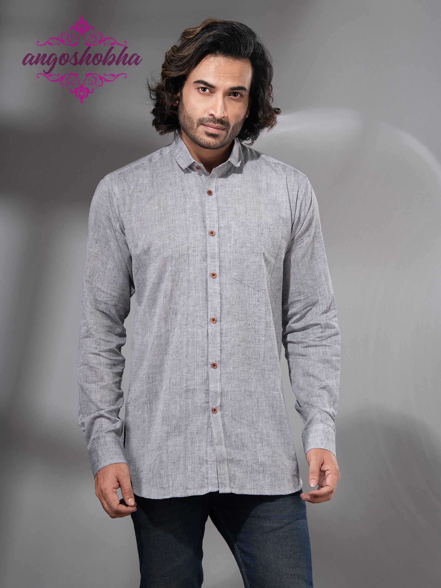Silver Cotton Men's Shirt