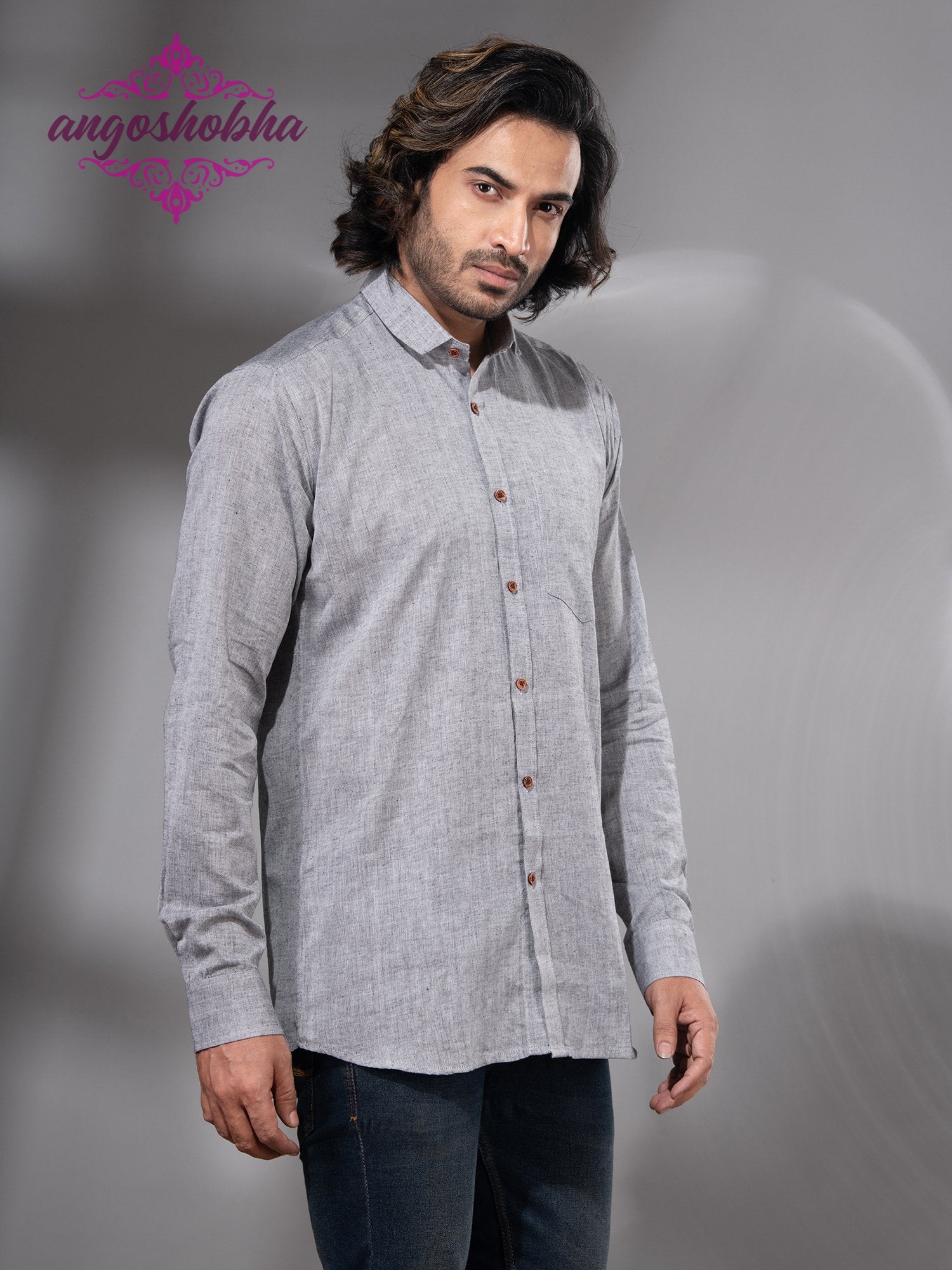 Silver Cotton Men's Shirt