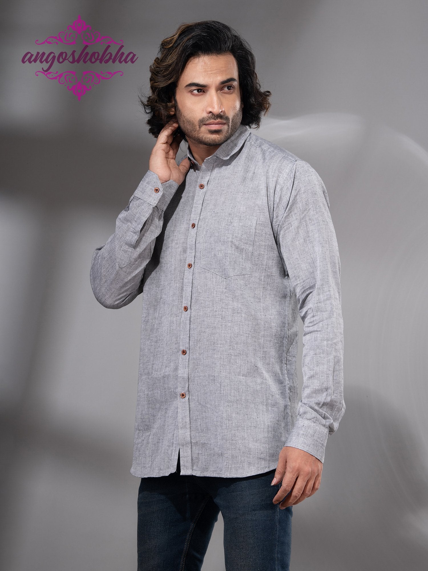 Silver Cotton Men's Shirt