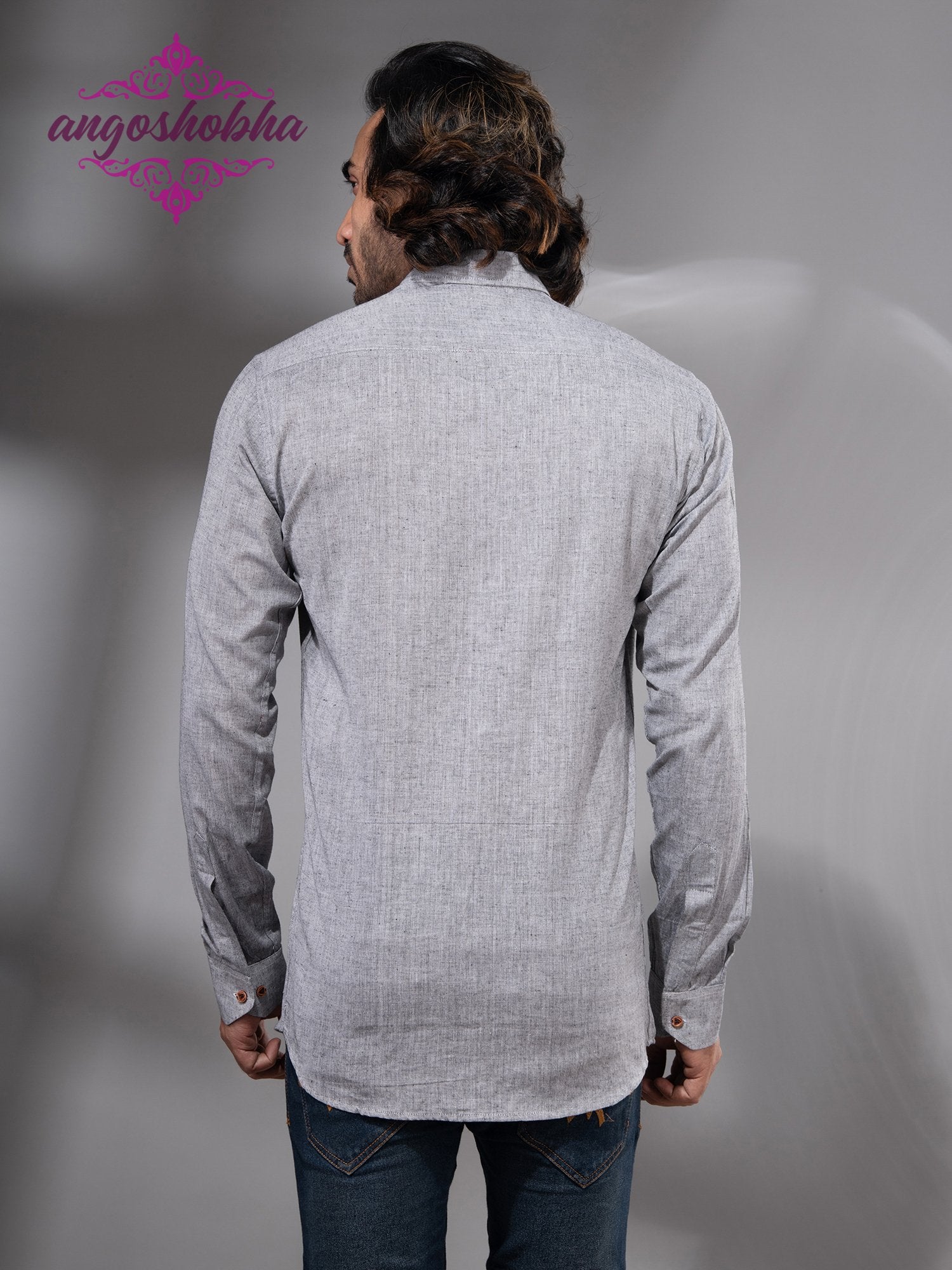 Silver Cotton Men's Shirt