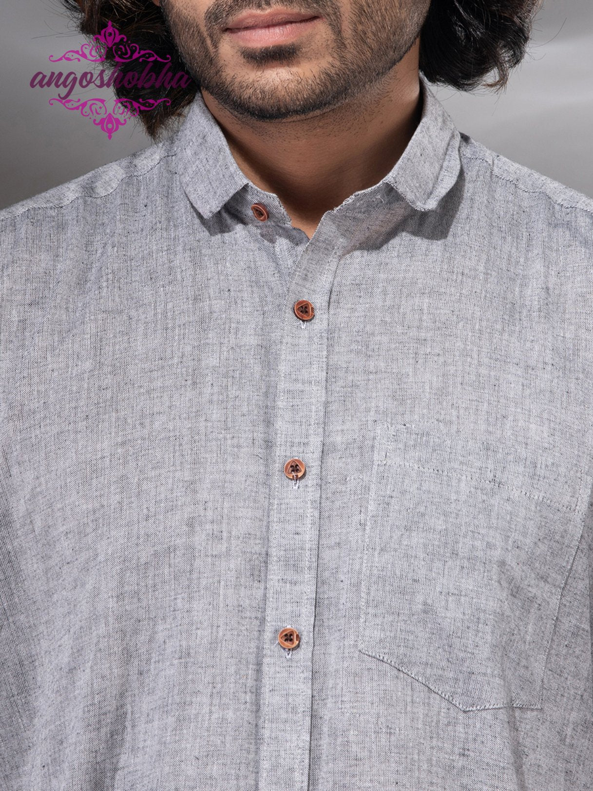 Silver Cotton Men's Shirt