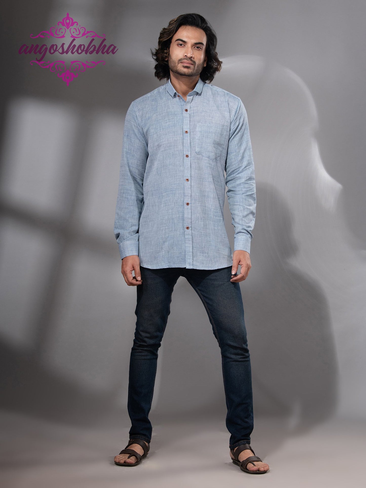 Sky Blue Cotton Men's Shirt