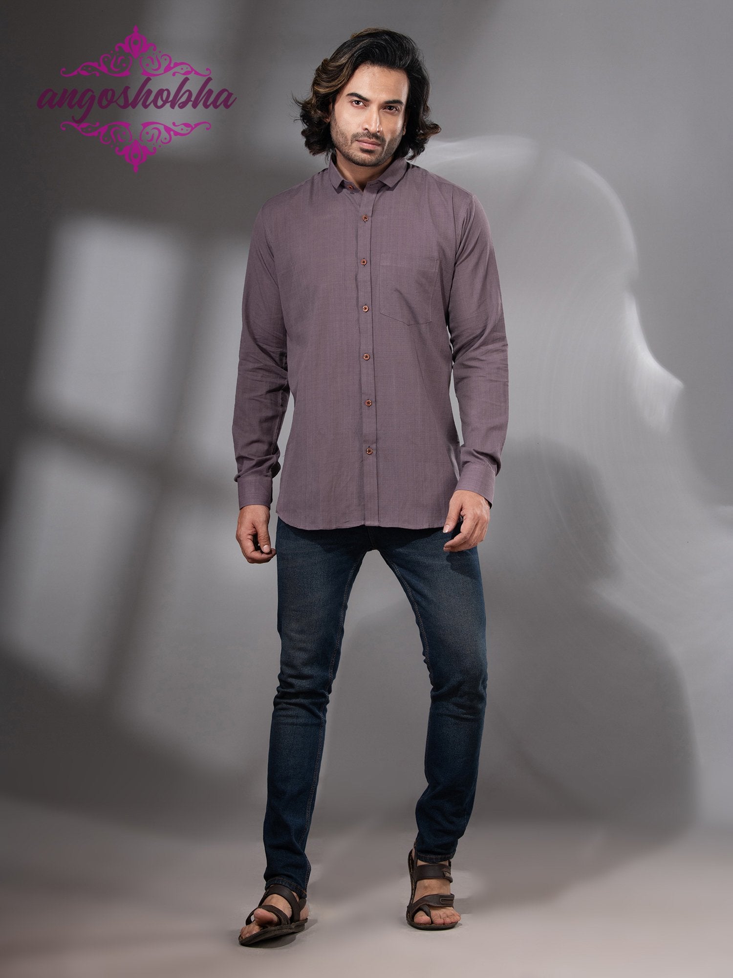 Dark Mauve Cotton Men's Shirt