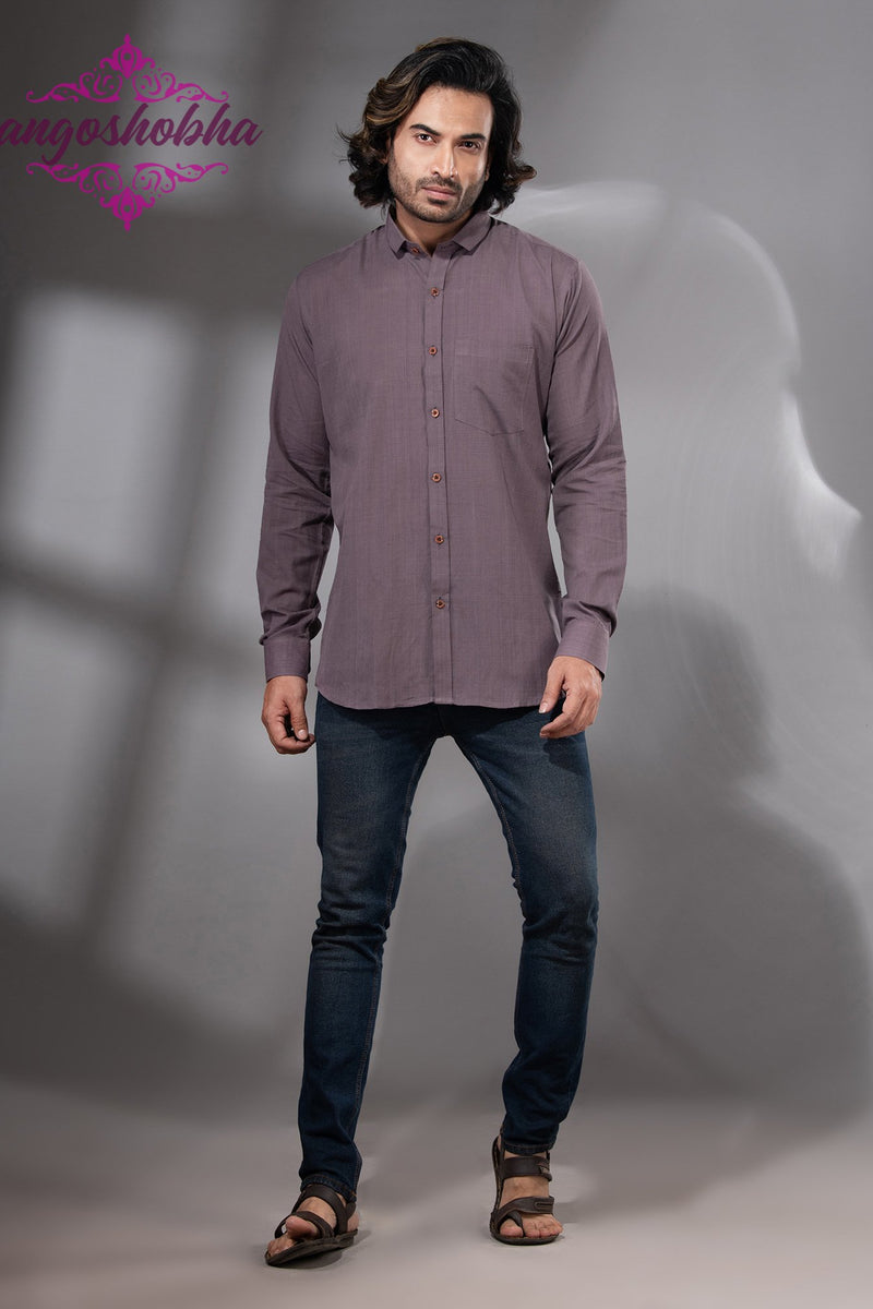 Dark Mauve Cotton Men's Shirt