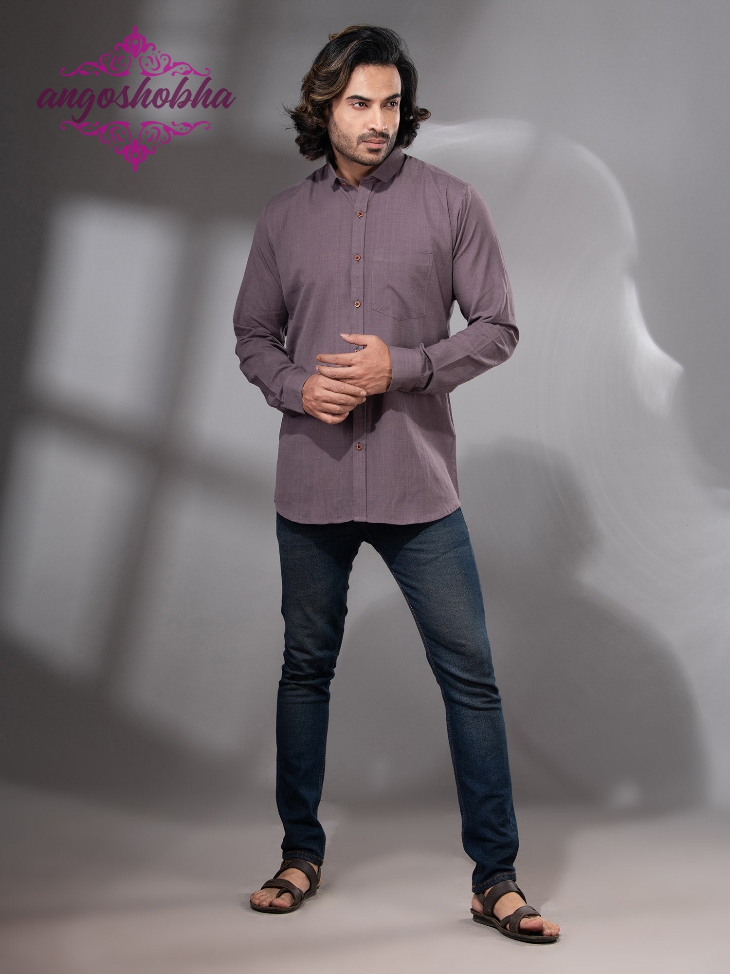 Dark Mauve Cotton Men's Shirt