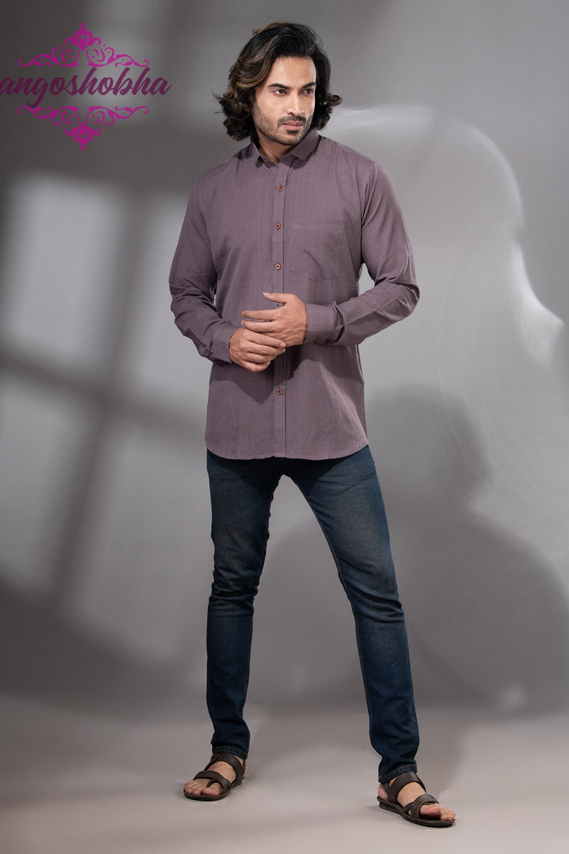 Dark Mauve Cotton Men's Shirt