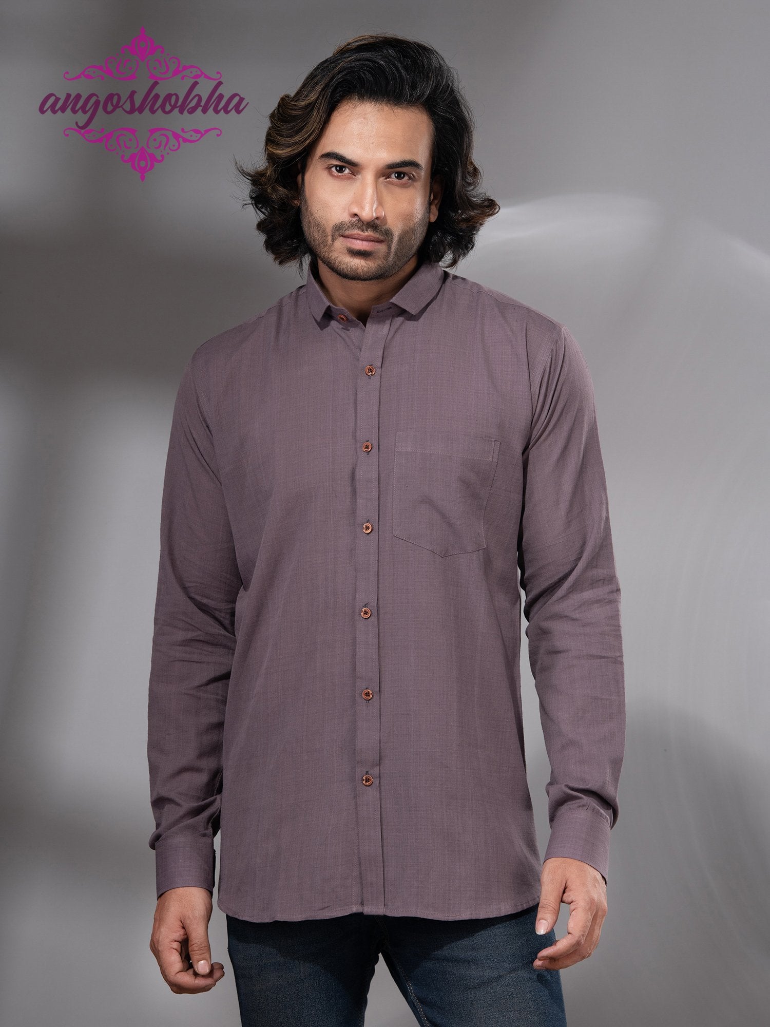 Dark Mauve Cotton Men's Shirt