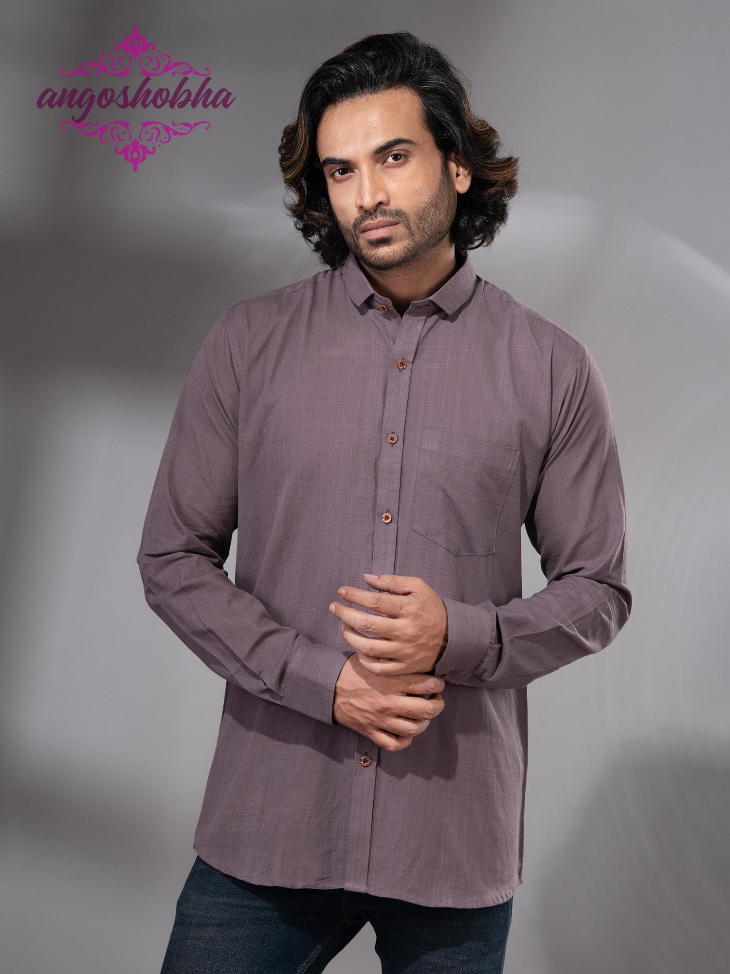 Dark Mauve Cotton Men's Shirt