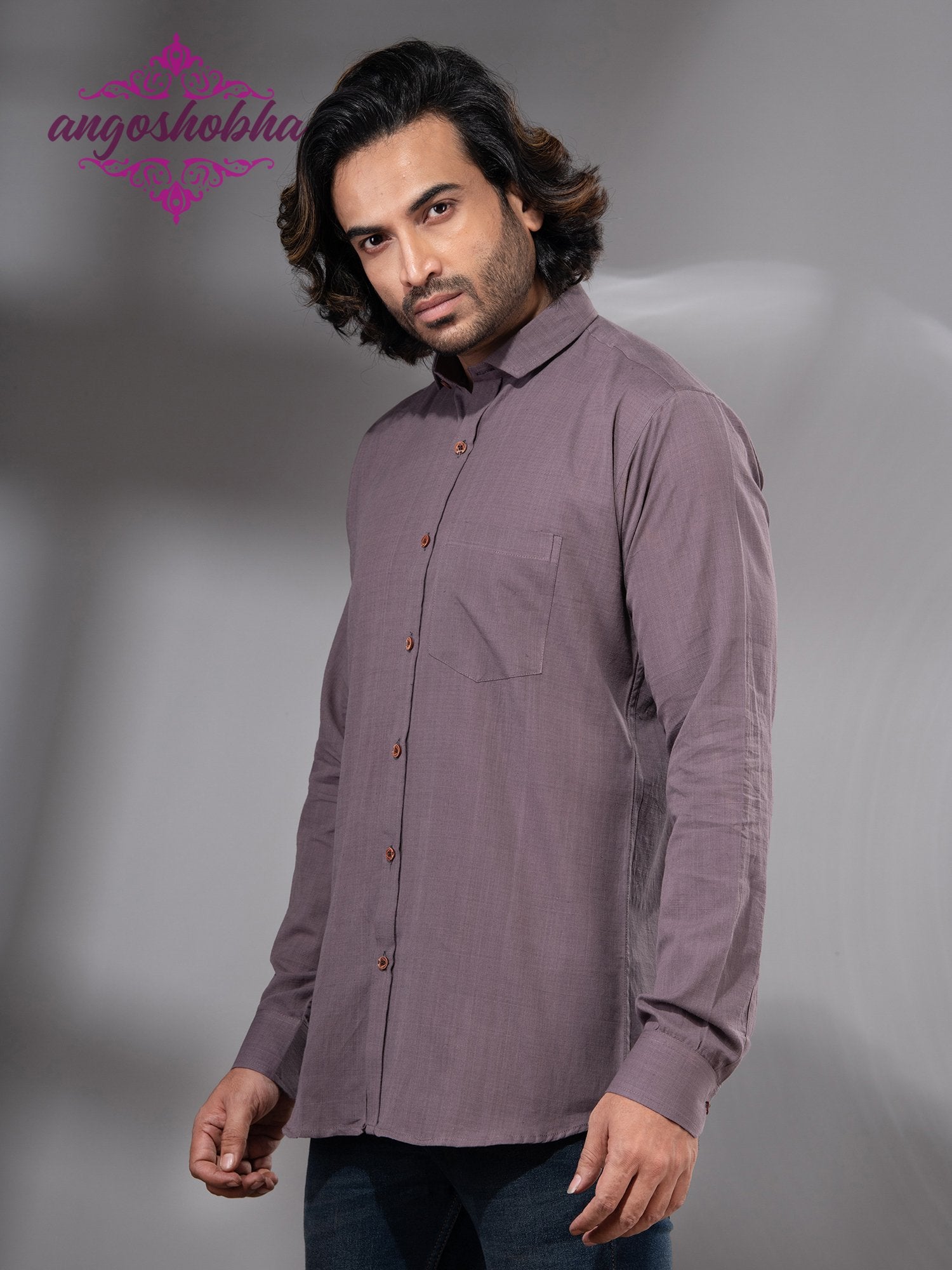 Dark Mauve Cotton Men's Shirt